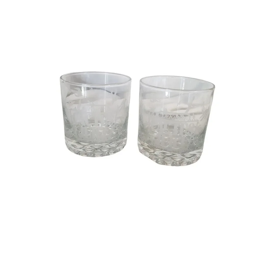 Vintage DeKuyper Cactus Juice glass etched Cactus glasses‎ Set of 2 Highball Bar